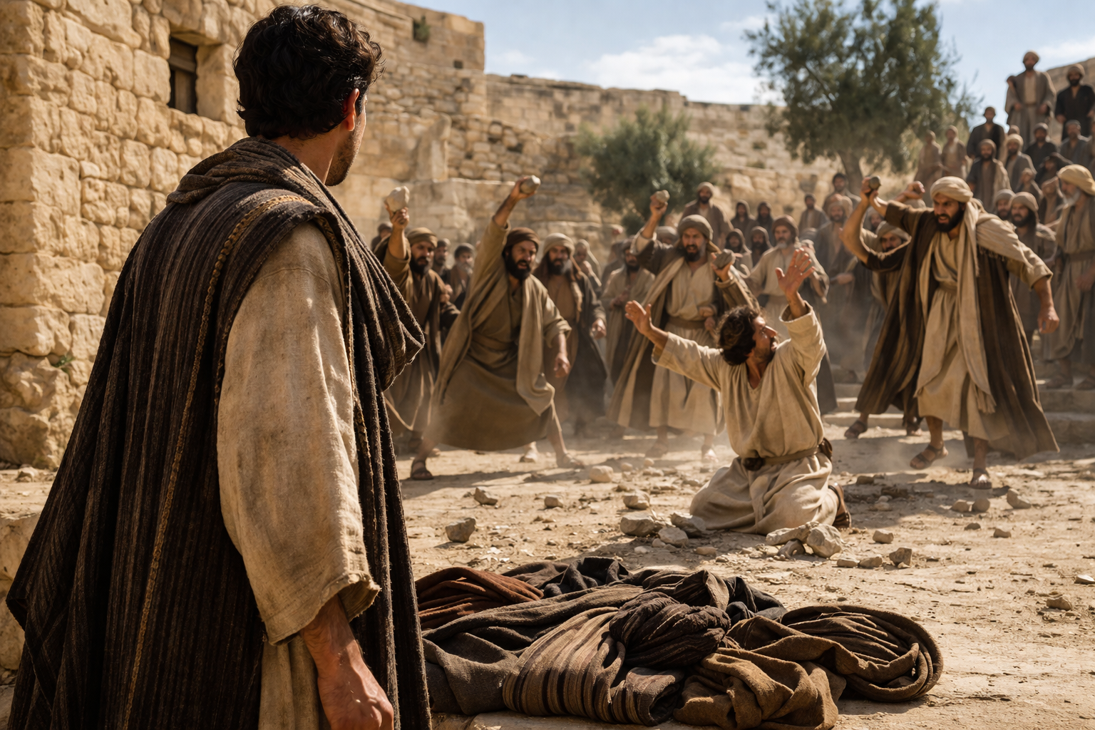 Saul watching the stoning of Stephen